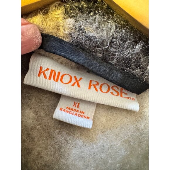 Knox Rose Plaid Sweater Overcoat Size XL Textured Button Up EUC  Navy Cream Gray - Picture 5 of 11